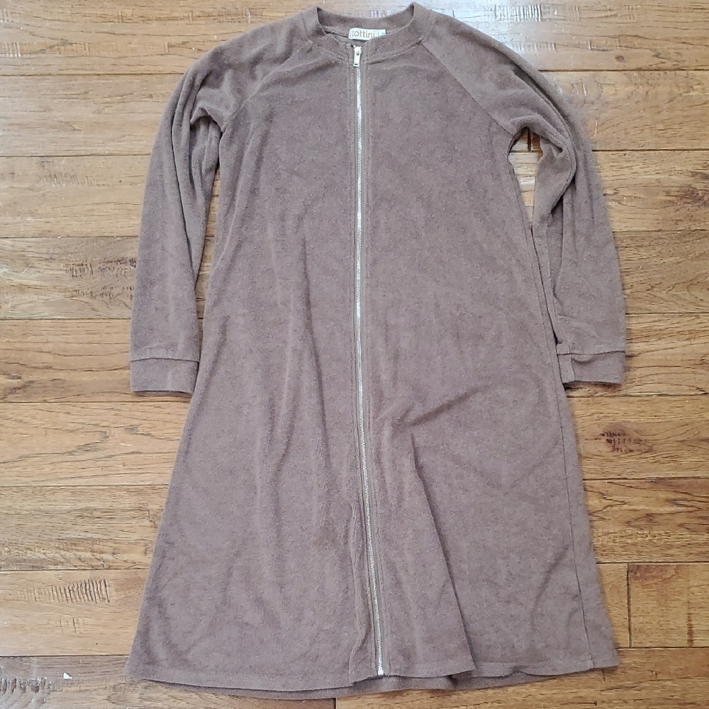 Tottini Terry Brown Long Sleeve Zip-Up Dress
